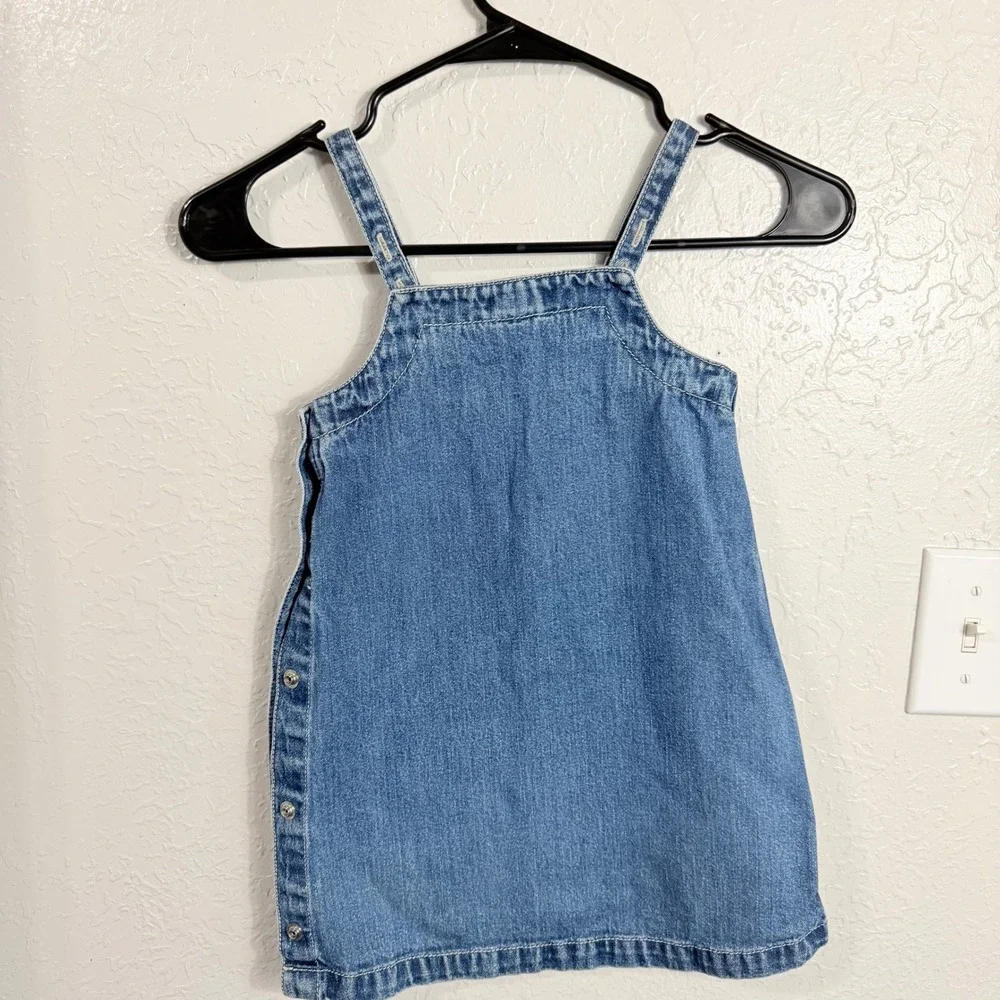Ralph Lauren Girls Denim Polo Bear Overall Dress Medium Wash Blue Size 4